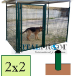 Box Recinto Modulare per Cani in Ferro Zincato Plastificato Verde-con Tetto in Lamiera e Pali ad Interrare- mt 2x2x2 h