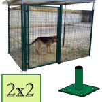 Box Recinto Modulare per Cani in Ferro Zincato Plastificato Verde-con Tetto in Lamiera - mt 2x2x1,8 h