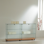 Banco Vendita Vetrina Cristalli Temperati 5mm 157x40xh90 OF1690 Made in Italy