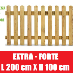 .Steccato in Legno di Pino con Doghe - Dimensioni: L 200cm x H 100cm