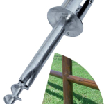 SUPPORTO ZINCATO PER ANCORAGGIO PALO TONDO IN LEGNO (120mm)  NEL TERRENO