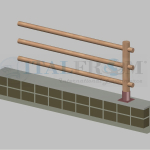 Staccionata Steccato in Legno di Pino con 3 Fori (Misure:L 200cm x H 100cm) Modulo Continuativo