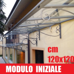 PENSILINA-TETTOIA  MODULARE IN FERRO BATTUTO LINEA MAURIELLO- DIMENSIONI:120X120 cm (MODULO INIZIALE)