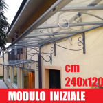 PENSILINA-TETTOIA  MODULARE IN FERRO BATTUTO LINEA MAURIELLO- DIMENSIONI:120X240 cm (MODULO INIZIALE)