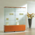 Vetrina Cristalli Temperati con Mobile e Faretti 157x40x181cm LL OF1618LM Made in Italy