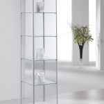 Vetrina in Cristallo Temperato con Ripiani Regolabili in Altezza  dimensioni(43X43X h180) Serie Alldes  Made in Italy