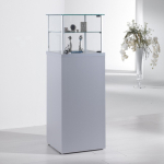 Vetrina in Cristallo Temperato con  Base in Legno, dimensioni (45X45X h135)  Alldes  Made in Italy