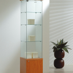 Vetrina Cristalli Temperati con Mobile e Faretti 40x40x181cm LL OF4/18LM Made in Italy