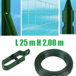 Recinzione Completa Eco 25mt  Lineari Rete Metallica Zincata (Rete h200 cm) (Maglia:mm50X75) con Paletti Plastificati Posti nel Cemento