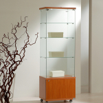 Vetrina Cristalli Temperati con Mobile e Faretti 60x40x181cm LL OF618LM Made in Italy