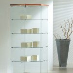Vetrina Angolare Cristalli Temperati con Faretti 68x68x181cm LL OF718L Made in Italy