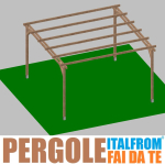 Pergola da Giardino in Legno di Pino Impregnato - mt 4 X 4 x 2,5h - con Supporti ad Interrare