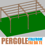 Pergola da Giardino in Legno di Pino Impregnato - mt 4 X 6 x 2,5h - con Supporti ad Interrare