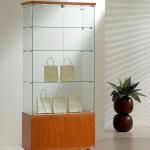 Vetrina Cristalli Temperati con Mobile e Faretti  80x40x181cm LL 818LM Made in Italy