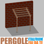 Pergola da Giardino Addossata in Legno di Pino Impregnato - mt 2 X 2 x 2,5h - con Supporti a Tassellare