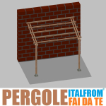 Pergola da Giardino Addossata in Legno di Pino Impregnato - mt 2 X 3 x 2,5h - con Supporti a Tassellare