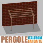 Pergola da Giardino Addossata in Legno di Pino Impregnato - mt 2 X 4 x 2,5h - con Supporti a Tassellare