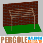 Pergola da Giardino Addossata in Legno di Pino Impregnato - mt 2 X 4 x 2,5h - con Supporti ad Interrare