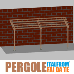 Pergola da Giardino Addossata in Legno di Pino Impregnato - mt 2 X 6 x 2,5h - con Supporti a Tassellare