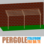 Pergola da Giardino Addossata in Legno di Pino Impregnato - mt 2 X 6 x 2,5h - con Supporti d Interrare
