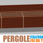 Pergola da Giardino Addossata in Legno di Pino Impregnato - mt 2 X 8 x 2,5h - con Supporti a Tassellare