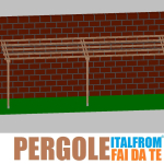 Pergola da Giardino Addossata in Legno di Pino Impregnato - mt 2 X 8 x 2,5h - con Supporti ad Interrare