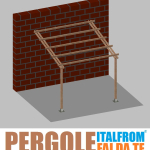 Pergola da Giardino Addossata in Legno di Pino Impregnato - mt 3 X 3 x 2,5h - con Supporti a Tassellare