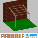 Pergola da Giardino Addossata in Legno di Pino Impregnato - mt 3 X 4 x 2,5h - con Supporti ad Interrare