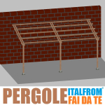 Pergola da Giardino Addossata in Legno di Pino Impregnato - mt 3 X 6 x 2,5h - con Supporti a Tassellare