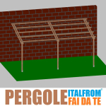 Pergola da Giardino Addossata in Legno di Pino Impregnto - mt 3 X 6 x 2,5h - con Supporti ad Interrare