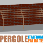 Pergola da Giardino Addossata in Legno di Pino Impregnato - mt 3 X 8 x 2,5h - con Supporti a Tassellare