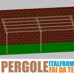 Pergola da Giardino Addossata in Legno di Pino Impregnato - mt 3 X 8 x 2,5h - con Supporti ad Interrare
