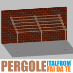 Pergola da Giardino Addossata in Legno di Pino Impregnato - mt 4 X 6 x 2,5h - con Supporti a Tassellare