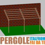Pergola da Giardino Addossata in Legno di Pino Impregnato - mt 4 X 6 x 2,5h - con Supporti ad Interrare