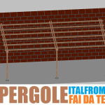 Pergola da Giardino Addossata in Legno di Pino Impregnato - mt 4 X 8 x 2,5h - con Supporti a Tassellare