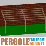 Pergola da Giardino Addossata in Legno di Pino Impregnato - mt 4 X 8 x 2,5h - con Supporti ad Interrare