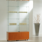 Vetrina Cristalli Temperati con Mobile e Faretti 117x40x220cm LL OF1222M Made in Italy