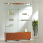 Vetrina Cristalli Temperati con Mobile e Faretti 157x40x220cm LL OF1622M Made in Italy