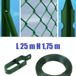 Recinzione Completa 25mt  Lineari Rete Metallica Plastificata (Rete h175 cm) (Maglia:mm50X50) con Paletti Posti nel Cemento