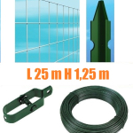 Recinzione Completa Eco 25mt  Lineari Rete Metallica Zincata (Rete h125 cm) (Maglia:mm50X75) con Paletti Plastificati nel Cemento