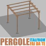 Pergola da Giardino in Legno di Pino Impregnato - mt 3 X 3 x 2,5h - con Supporti a Tassellare