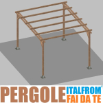 Pergola da Giardino in Legno di Pino Impregnato - mt 3 X 4 x 2,5h - con Supporti a Tassellare