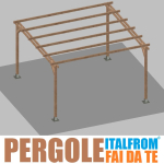 Pergola da Giardino in Legno di Pino Impregnato - mt 4 X 4 x 2,5h - con Supporti a Tassellare