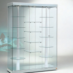 VETRINA 6  FARETTI LED 4000°K - RIPIANI GIREVOLI CON MOTORE  -143x53x200h - CRISTALLI TEMPERATI MADE IN ITALY