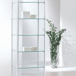 Vetrina in Cristallo Temperato con Ripiani Regolabili in Altezza (53X39X h183) Serie Alldes  Made in Italy