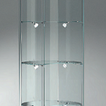 Vetrina Mezza Luna in Cristallo Temperato 4 Ripiani  Altezza 190 cm Diametro 56 cm