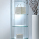 Vetrina Rotonda in Cristalli Temperati 4 faretti - Diametro 71 cm - H. 190 cm