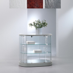 Banco Vetrina Ovale in Ecopelle con Cristallo Temperato H 94 cm