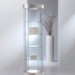 Vetrina Rotonda in Ecopelle con Cristalli Temperati - Diametro 57 cm - H 190 cm