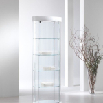 Vetrina Ovale Piccola in Ecopelle con Cristallo Temperato (65 x 44 x h 190 cm)